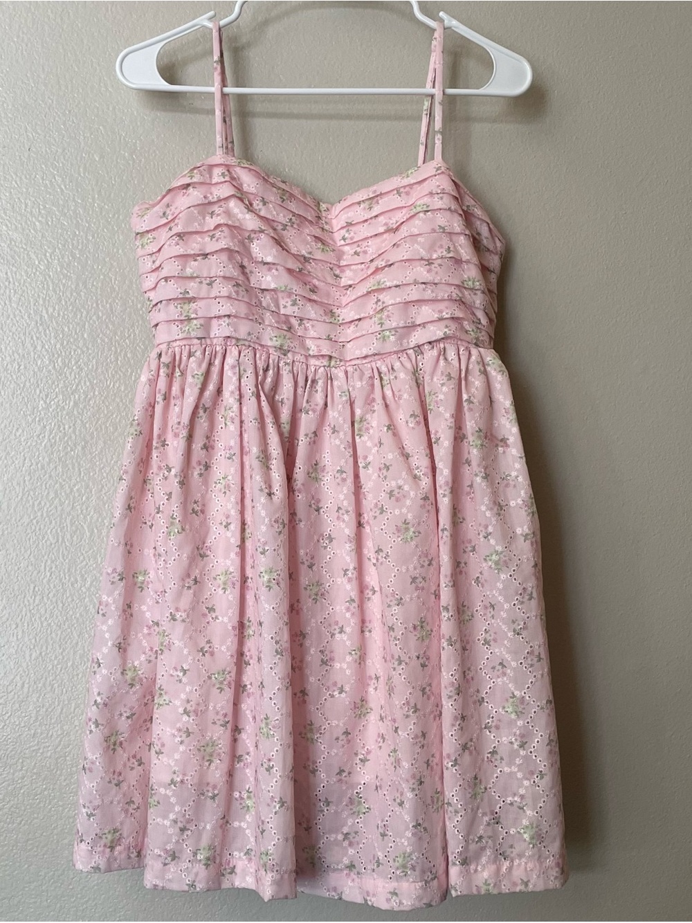 Pink Floral Minidress with Pleated Bodice
